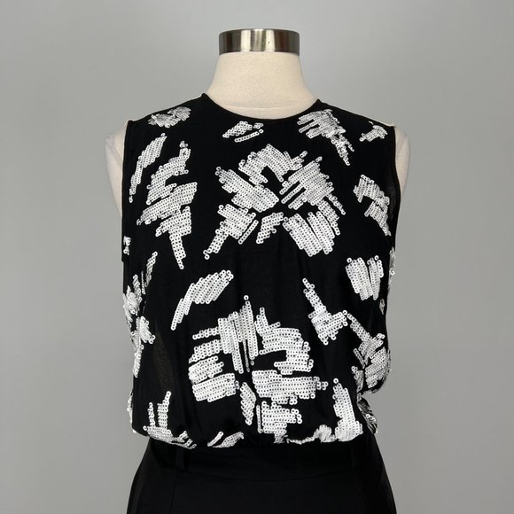 Malene Birger Silk Sequin Gown Maxi Cocktail Dress Black White size 36 US 6 - Picture 2 of 15